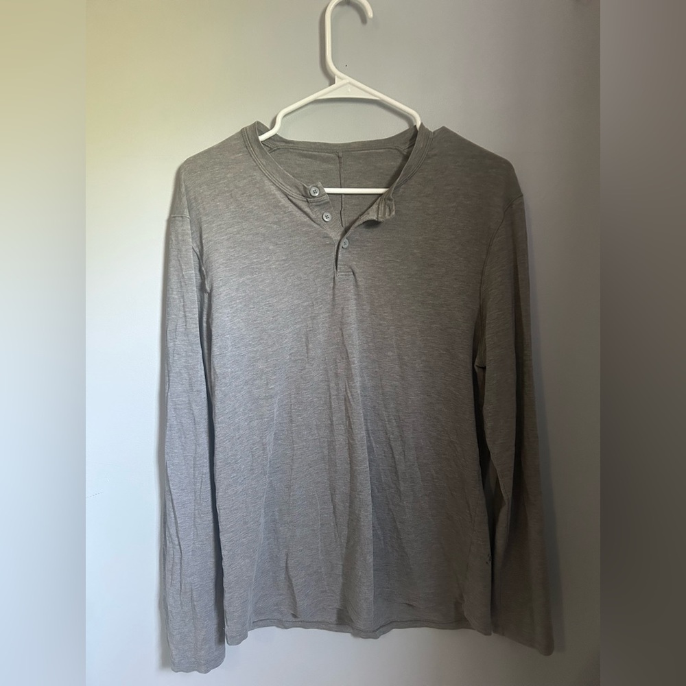 Grey Long Sleeve Lululemon Henley Shirt
